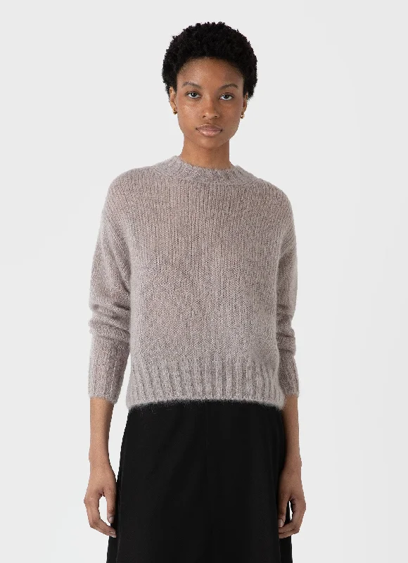 Women's Mohair Silk Jumper in Sandstone Velvet Chenille Corduroy