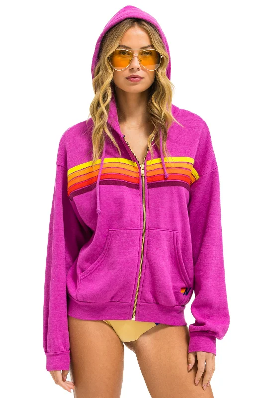 5 STRIPE RELAXED ZIP HOODIE - MAGENTA // ORANGE // YELLOW Hoodie with Reflective Safety Nightwear 5 STRIPE RELAXED ZIP HOODIE - MAGENTA // ORANGE // YELLOW Hoodie with Reflective Safety Nightwear