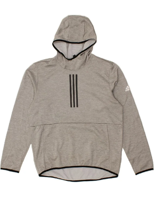 ADIDAS Mens Climawarm Hoodie Jumper Large Grey Polyester Hoodie with Snap Buttons Easy Quick ADIDAS Mens Climawarm Hoodie Jumper Large Grey Polyester Hoodie with Snap Buttons Easy Quick