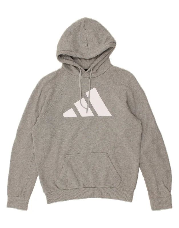 ADIDAS Mens Graphic Hoodie Jumper Small Grey Cotton Hoodie with Front Slit Layering Stylish ADIDAS Mens Graphic Hoodie Jumper Small Grey Cotton Hoodie with Front Slit Layering Stylish