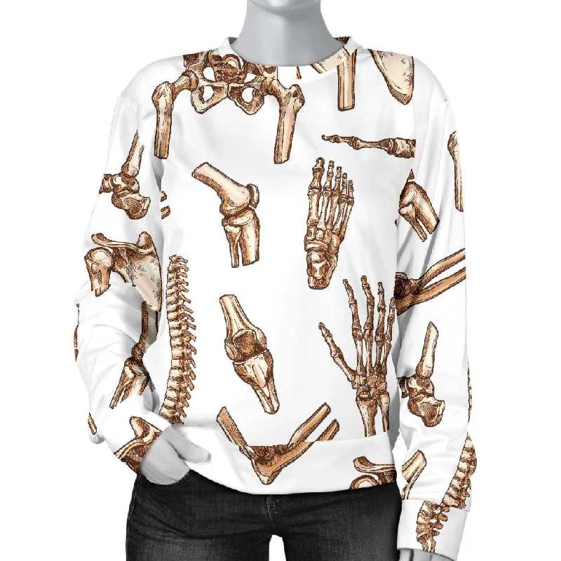 Anatomy Bone Pattern Print Women's Sweatshirt Hoodie with Sequins Glamorous Eye-catching