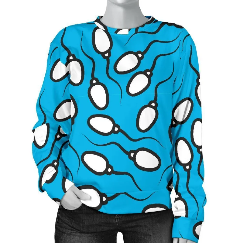 Anatomy Sperm Pattern Print Women's Sweatshirt Hoodie with Zipper Versatile Modern