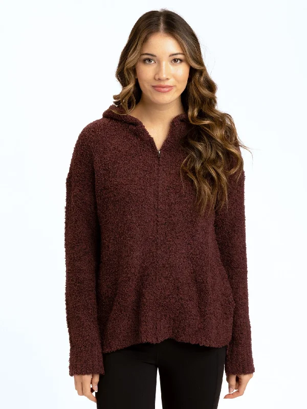 Anita Cozy Boucle Full Zip Sweater Hoodie Hoodie with Ribbed Hem Stretchable Secure
