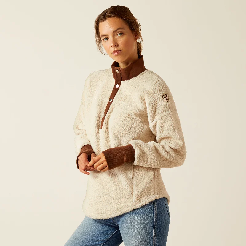 Women's Doyen Sweatshirt - Natural / Soft Silt Hoodie with Zipper Placket Modern Functional Women's Doyen Sweatshirt - Natural / Soft Silt Hoodie with Zipper Placket Modern Functional