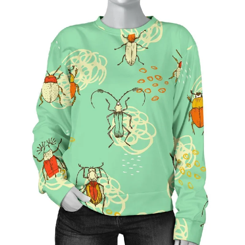 Bug Print Pattern Women's Sweatshirt Hoodie Dress Longline Feminine