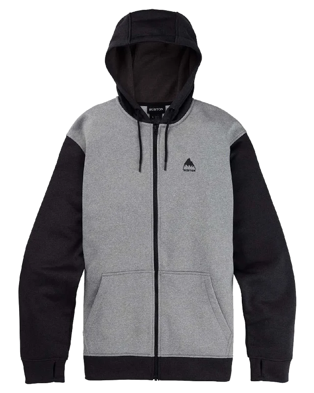 Burton Men's Burton Oak Full-Zip Hoodie - Gray Heather/True Black Hoodie with Frayed Bohemian Relaxed Burton Men's Burton Oak Full-Zip Hoodie - Gray Heather/True Black Hoodie with Frayed Bohemian Relaxed