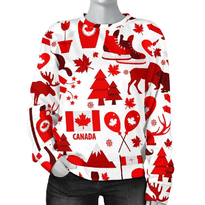 Canada Love Pattern Print Women's Sweatshirt Hoodie with Elastic Waist Stretchable Comfortable Canada Love Pattern Print Women's Sweatshirt Hoodie with Elastic Waist Stretchable Comfortable