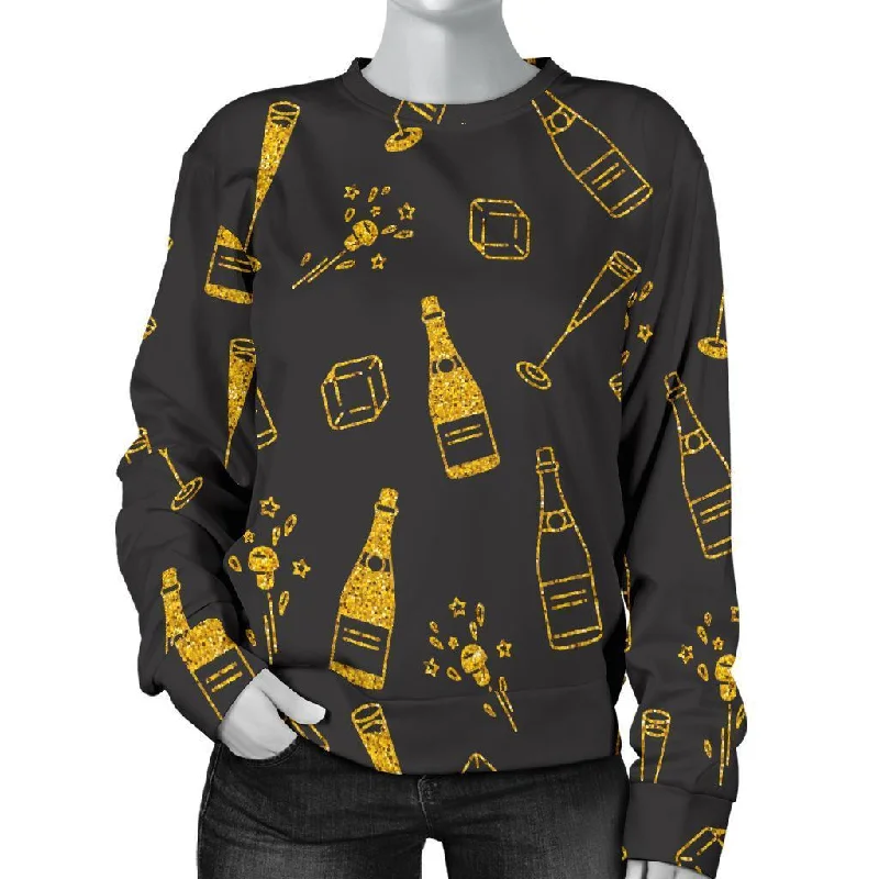 Champagne Gold Glitter Pattern Print Women's Sweatshirt Hoodie with Hidden Zipper Minimalist Clean Champagne Gold Glitter Pattern Print Women's Sweatshirt Hoodie with Hidden Zipper Minimalist Clean