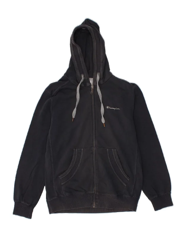 CHAMPION Mens Zip Hoodie Sweater Medium Navy Blue Cotton Hoodie with Reflective Safety Nightwear CHAMPION Mens Zip Hoodie Sweater Medium Navy Blue Cotton Hoodie with Reflective Safety Nightwear
