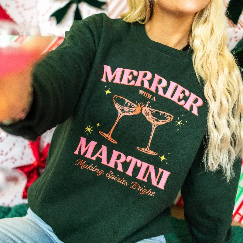 Merrier with a Martini Sweatshirt Hoodie with Tie-Dye Psychedelic Retro