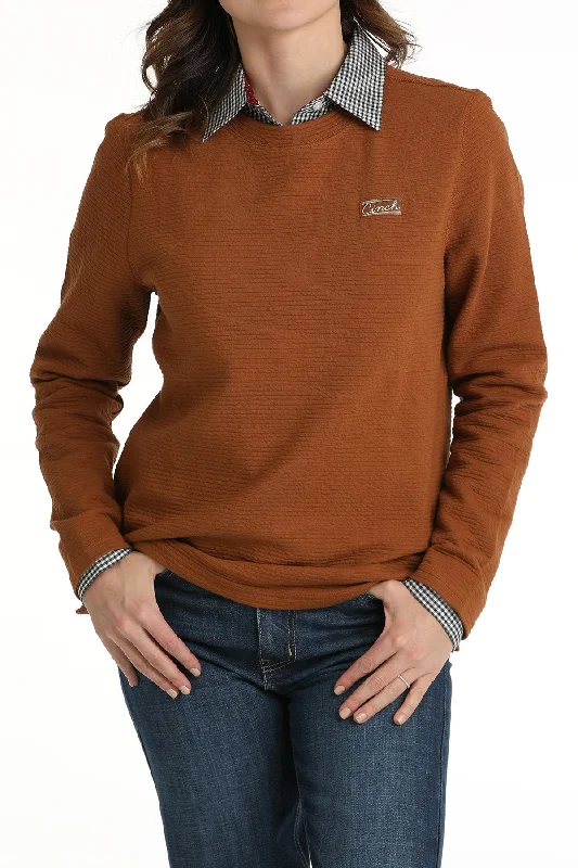 Women's Textured Sweatshirt - Copper - (MAK9205001) Zip Hoodie Drawstring Kangaroo Pocket Women's Textured Sweatshirt - Copper - (MAK9205001) Zip Hoodie Drawstring Kangaroo Pocket