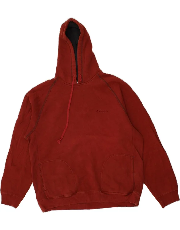 COLUMBIA Mens Hoodie Jumper XL Red Cotton Hoodie with Pocket Utility Practical