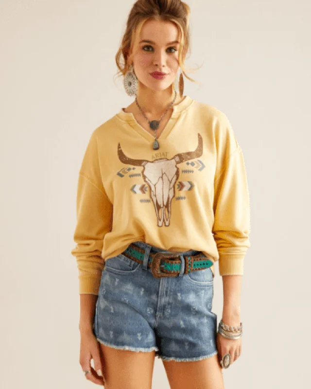 Ariat Women's Jojoba Bandana Skull Sweatshirt 10048623 Hoodie with Hem Embroidery Detailed Premium Ariat Women's Jojoba Bandana Skull Sweatshirt 10048623 Hoodie with Hem Embroidery Detailed Premium