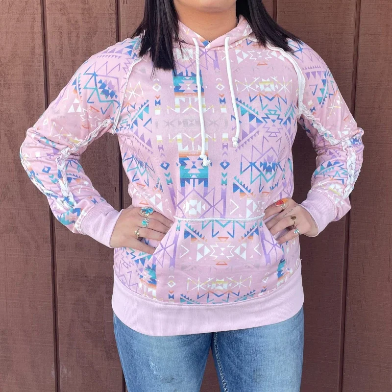 Hooey Women's Pink Aztec Hoodie HH1246PKAZ Hoodie with Camouflage Military Edgy