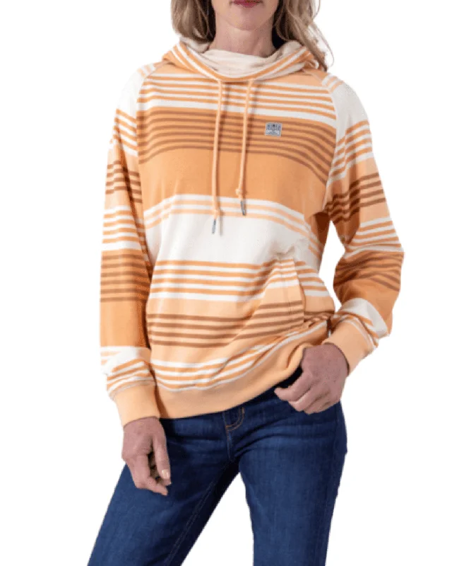 Kimes Ranch Women's Orange Golinda Striped Hoodie Hoodie with Ribbed Neckline Snug Warm Kimes Ranch Women's Orange Golinda Striped Hoodie Hoodie with Ribbed Neckline Snug Warm