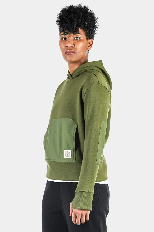 Flagger Fleece Hoodie - Moss Green Hoodie with Rolled Sleeves Casual Relaxed