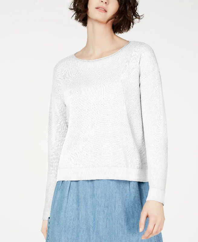 Eileen Fisher Organic Sweatshirt Hoodie with Hem Applique Textured Unique