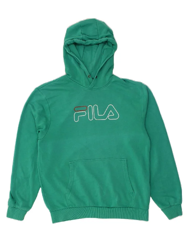 FILA Mens Graphic Hoodie Jumper Medium Green Cotton Hoodie with Rhinestones Sparkly Elegant FILA Mens Graphic Hoodie Jumper Medium Green Cotton Hoodie with Rhinestones Sparkly Elegant