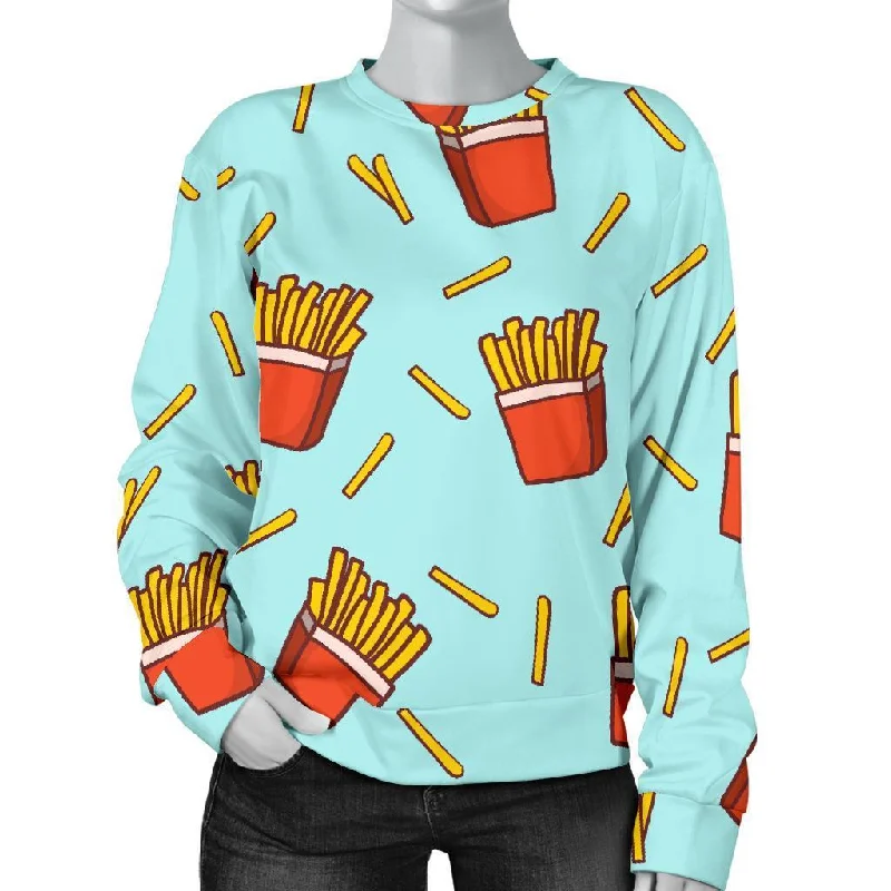 French Fries Print Pattern Women's Sweatshirt Hoodie with Logo Branding Identity