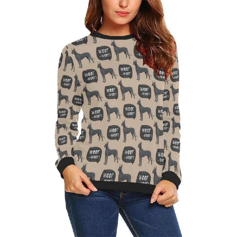 Great Dane Pattern Print Women Crewneck Sweatshirt Graphic Hoodie Design Print