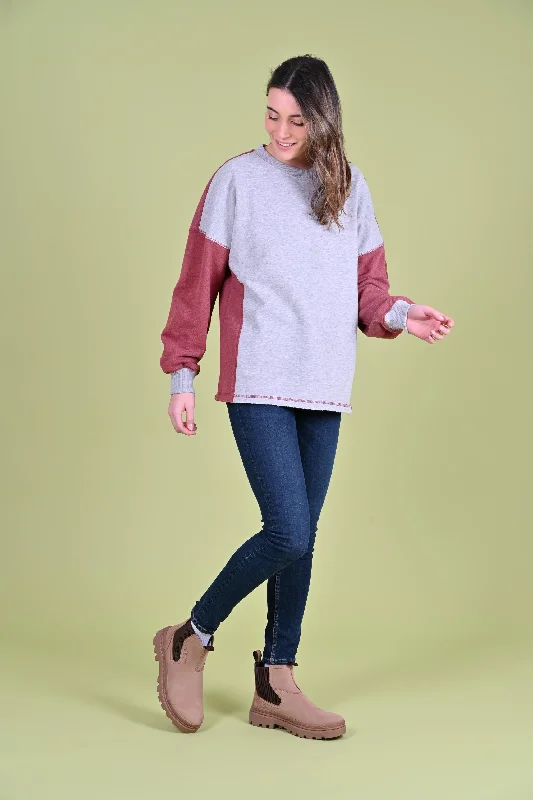 Honor Raw Hem Sweatshirt Light Heather Grey Hoodie with Metallic Shiny Futuristic