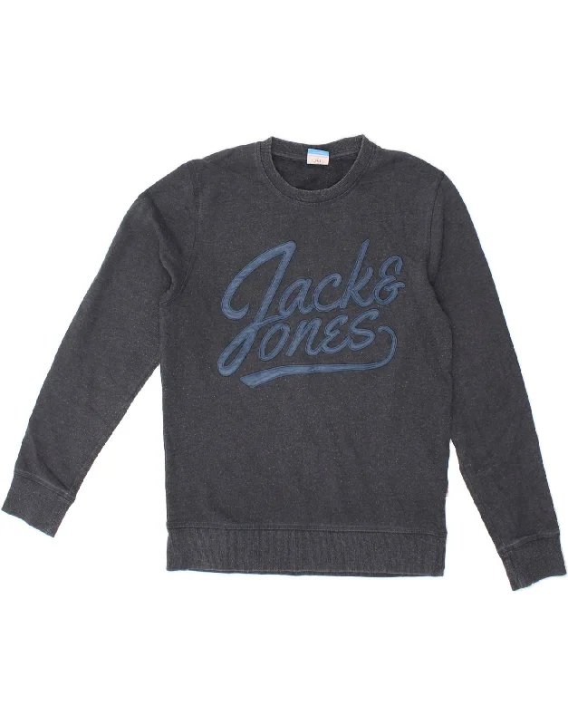 JACK & JONES Mens Graphic Sweatshirt Jumper Small Navy Blue Cotton Hoodie with Embroidery Detailed Premium JACK & JONES Mens Graphic Sweatshirt Jumper Small Navy Blue Cotton Hoodie with Embroidery Detailed Premium