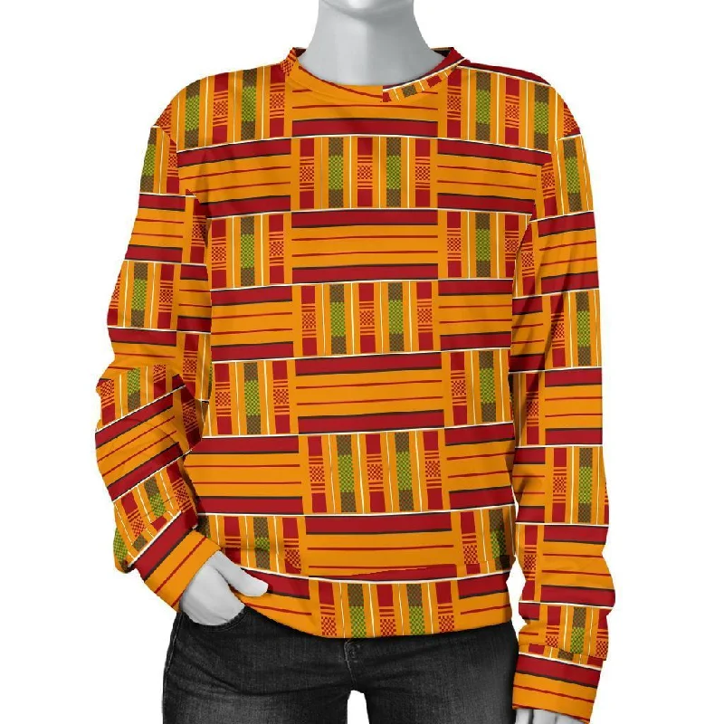 Kente African Print Pattern Women's Sweatshirt Oversized Hoodie Comfort Casual