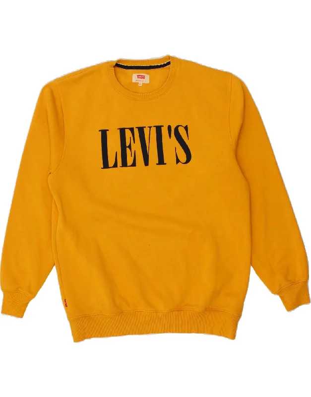 LEVI'S Mens Graphic Sweatshirt Jumper 4XL Yellow Cotton Hoodie with Bell Sleeves Flared Feminine LEVI'S Mens Graphic Sweatshirt Jumper 4XL Yellow Cotton Hoodie with Bell Sleeves Flared Feminine