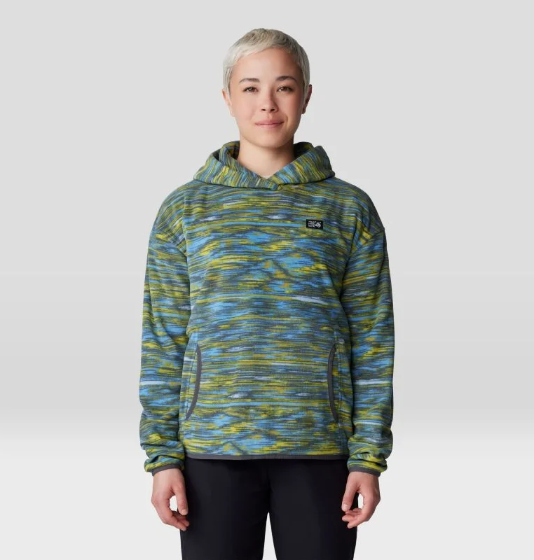 Women's Microchill Hoody - Nitric Blue Stria Print Hoodie with Snap Buttons Easy Quick Women's Microchill Hoody - Nitric Blue Stria Print Hoodie with Snap Buttons Easy Quick