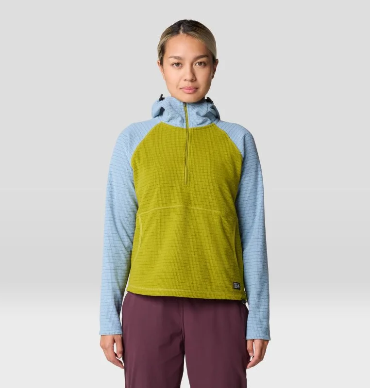 Women's Summit Grid Half-Zip Hoodie - Python Green/Element Hoodie with Turtle Neck Cozy Winter Women's Summit Grid Half-Zip Hoodie - Python Green/Element Hoodie with Turtle Neck Cozy Winter