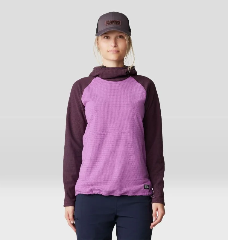 Women's Summit Grid Tunic Hoody - Lilac Glow/Blackberry Hoodie with Hem Ribbing Snug Secure Women's Summit Grid Tunic Hoody - Lilac Glow/Blackberry Hoodie with Hem Ribbing Snug Secure