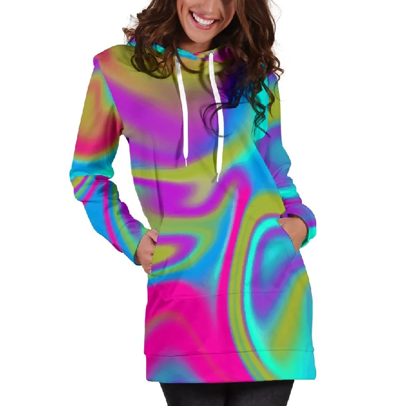 Neon Psychedelic Trippy Print Pullover Hoodie Dress Hooded Sweatshirt Casual Wear Street Style Neon Psychedelic Trippy Print Pullover Hoodie Dress Hooded Sweatshirt Casual Wear Street Style