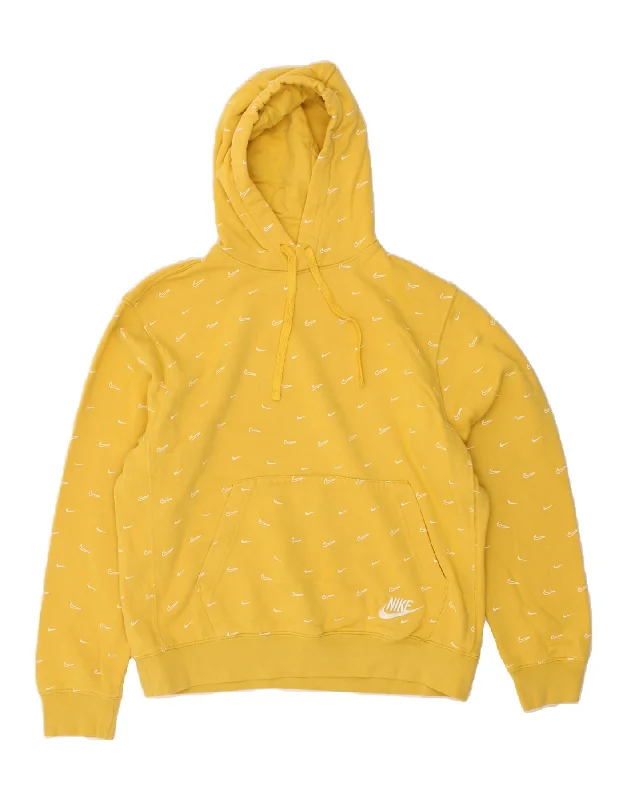 NIKE Womens Hoodie Jumper UK 14 Medium Yellow Cotton Hoodie with Logo Branding Identity NIKE Womens Hoodie Jumper UK 14 Medium Yellow Cotton Hoodie with Logo Branding Identity