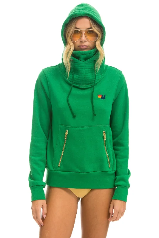NINJA PULLOVER HOODIE - KELLY GREEN Hoodie with Raw Hem Edgy Unfinished