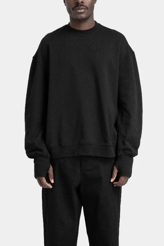 Oversized dip pocket crewneck sweatshirt Hoodie with Front Slit Layering Stylish