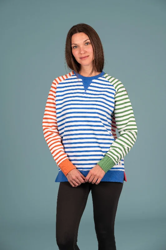 Panna Multi-Stripe Sweatshirt Hoodie with Hem Applique Textured Unique