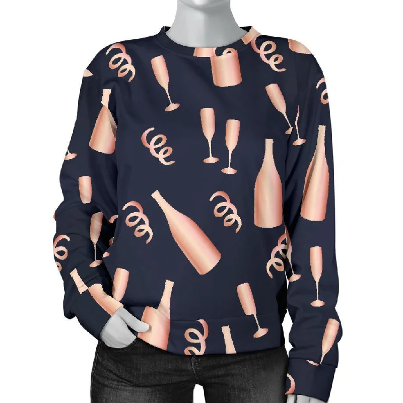 Pattern Print Champagne Women's Sweatshirt Hoodie with Hem Drawcord Adjustable Customizable Pattern Print Champagne Women's Sweatshirt Hoodie with Hem Drawcord Adjustable Customizable