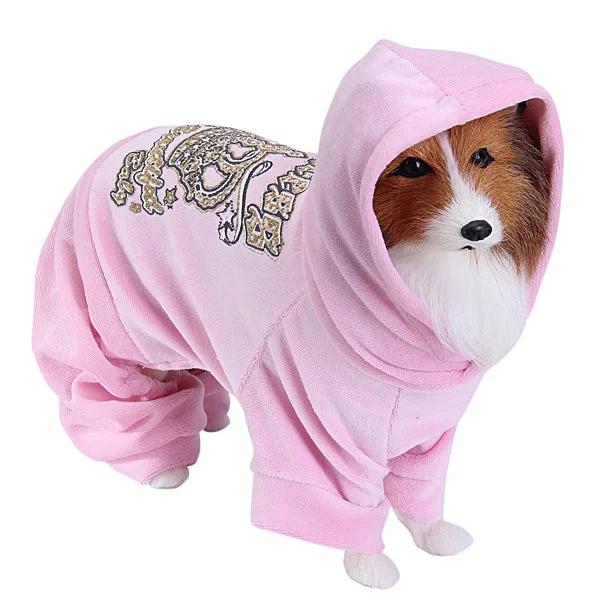 Maxbell Maxbell Pet Dog Hoodie Autumn Coat Velour Jumpsuit Clothes Apparel Pink (S) Hoodie with Elastic Waist Stretchable Comfortable Maxbell Maxbell Pet Dog Hoodie Autumn Coat Velour Jumpsuit Clothes Apparel Pink (S) Hoodie with Elastic Waist Stretchable Comfortable