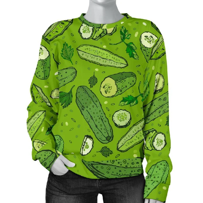 Pickle Cucumber Print Pattern Women's Sweatshirt Hoodie with High-Low Hem Asymmetrical Trendy Pickle Cucumber Print Pattern Women's Sweatshirt Hoodie with High-Low Hem Asymmetrical Trendy