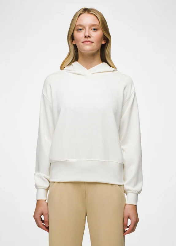 Women's Shea Hoodie - Soft White Zip Hoodie Drawstring Kangaroo Pocket