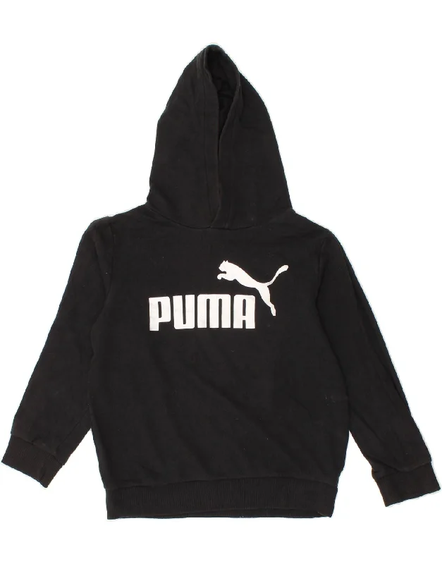 PUMA Boys Graphic Hoodie Jumper 10-11 Years Medium Black Cotton Hoodie Jacket Zipper Layering