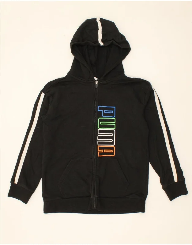 PUMA Boys Graphic Zip Hoodie Sweater 14-15 Years Large Black Cotton Hoodie with Drawcord Adjustable Secure PUMA Boys Graphic Zip Hoodie Sweater 14-15 Years Large Black Cotton Hoodie with Drawcord Adjustable Secure