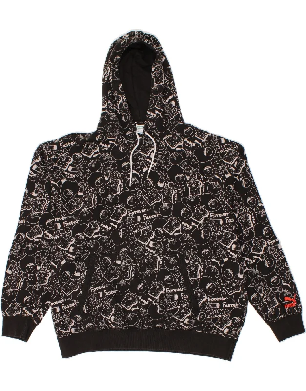 PUMA Mens Abstract Pattern Graphic Hoodie Jumper XL Black Cotton Hoodie with Elastic Cuffs Stretchable Comfortable PUMA Mens Abstract Pattern Graphic Hoodie Jumper XL Black Cotton Hoodie with Elastic Cuffs Stretchable Comfortable