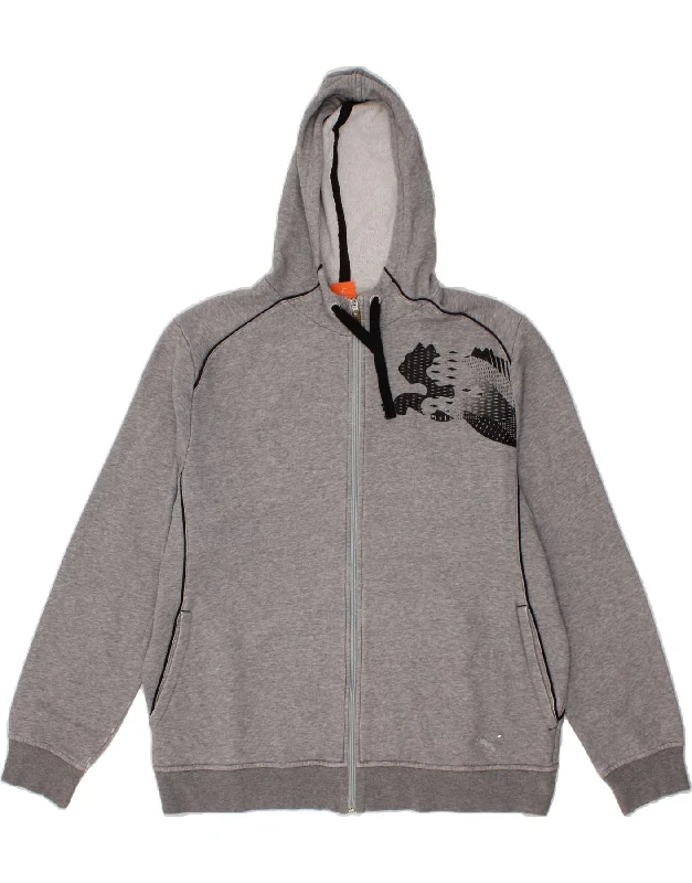 PUMA Mens Graphic Zip Hoodie Sweater Large Grey Cotton Hoodie with Monochrome Minimalist Simple PUMA Mens Graphic Zip Hoodie Sweater Large Grey Cotton Hoodie with Monochrome Minimalist Simple