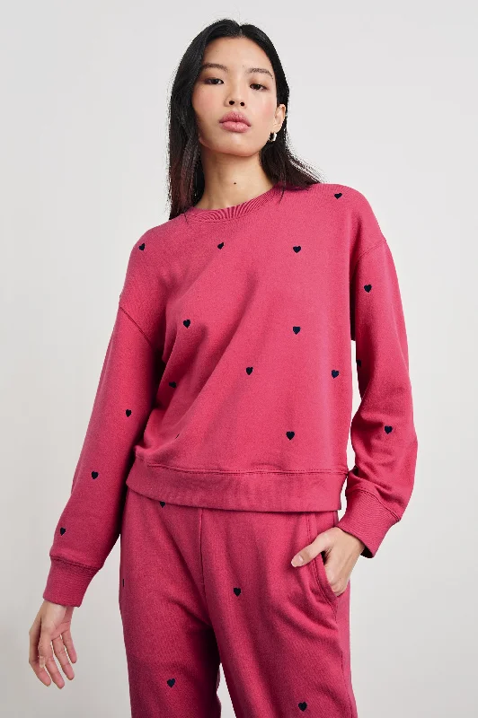 RAMONA SWEATSHIRT - PINK MIDNIGHT HEARTS Hoodie with Toggle Buttons Decorative Unique RAMONA SWEATSHIRT - PINK MIDNIGHT HEARTS Hoodie with Toggle Buttons Decorative Unique