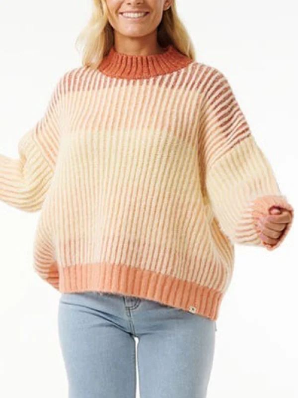 Soleil Rib Sweatshirt Crewneck Hoodie with Ribbed Neckline Snug Warm