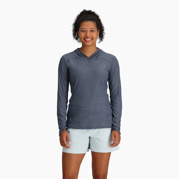 Women's Amp Lite Hoodie - Navy Heather Hoodie with Hem Ribbing Snug Secure
