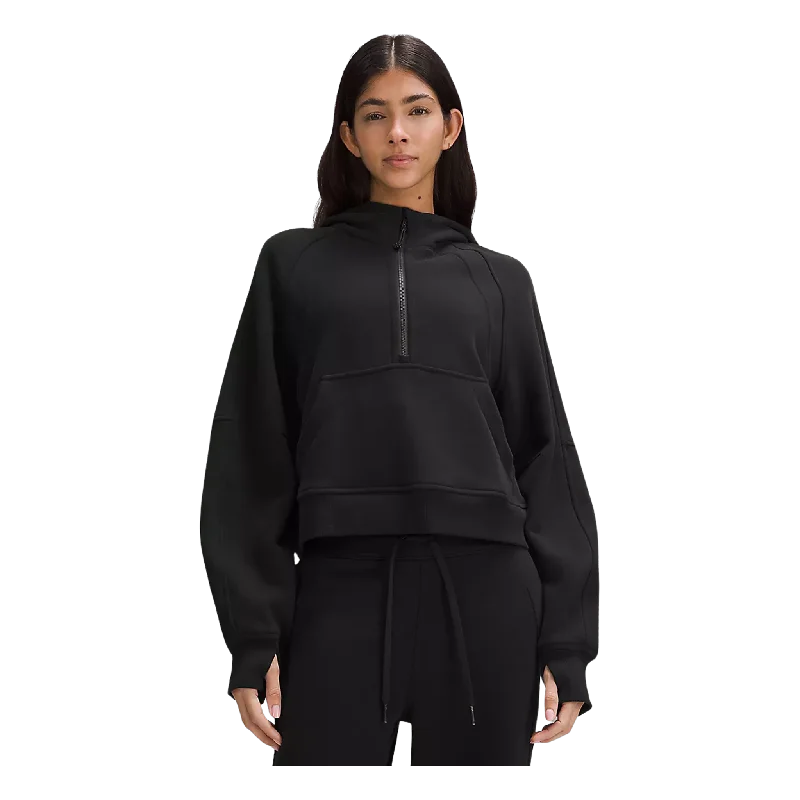Scuba Oversized Half-Zip Hoodie Hoodie with Hem Lace Feminine Delicate