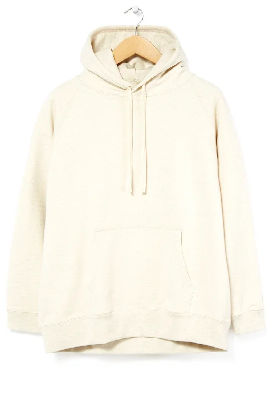 Snow Peak Recycled Cotton Pullover Hoodie - Ivory Hoodie with Snap Buttons Easy Quick Snow Peak Recycled Cotton Pullover Hoodie - Ivory Hoodie with Snap Buttons Easy Quick