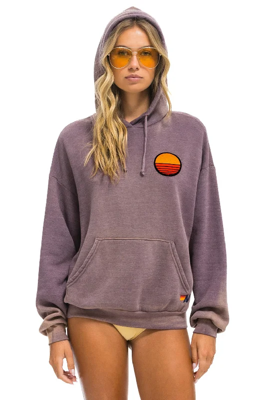 SUNSET PATCH PULLOVER RELAXED HOODIE - FADED MOCHA Hoodie with Hem Frayed Vintage Worn SUNSET PATCH PULLOVER RELAXED HOODIE - FADED MOCHA Hoodie with Hem Frayed Vintage Worn